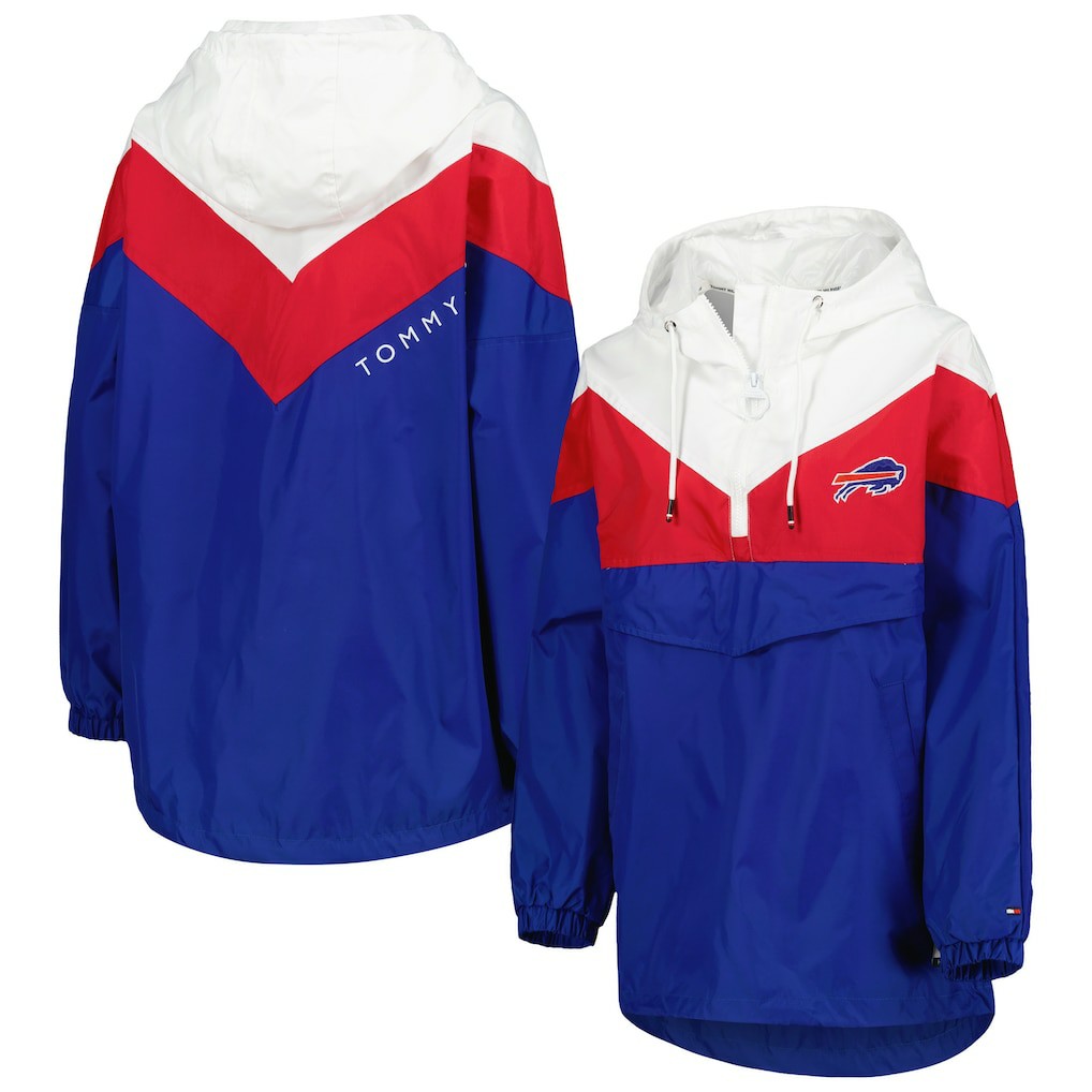 Buffalo Bills Tommy Hilfiger Women's Staci Half-Zip Hoodie Windbreaker Jacket - White/Red Hoodies