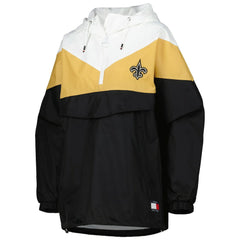 New Orleans Saints Tommy Hilfiger Women's Staci Half-Zip Hoodie Windbreaker Jacket - White/Gold Hoodies