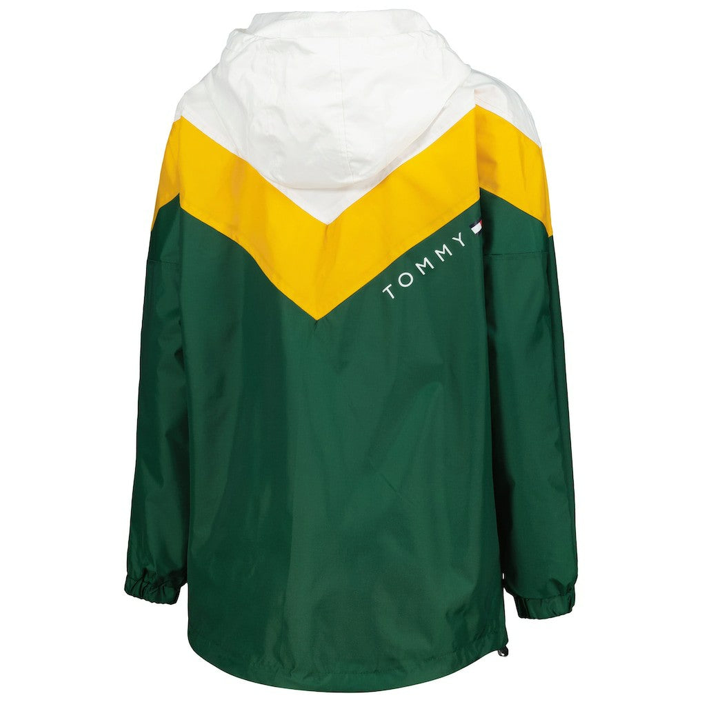 Green Bay Packers Tommy Hilfiger Women's Staci Half-Zip Hoodie Windbreaker Jacket - White/Gold Hoodies