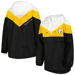 Pittsburgh Steelers Tommy Hilfiger Women's Staci Half-Zip Hoodie Windbreaker Jacket - White/Gold Hoodies