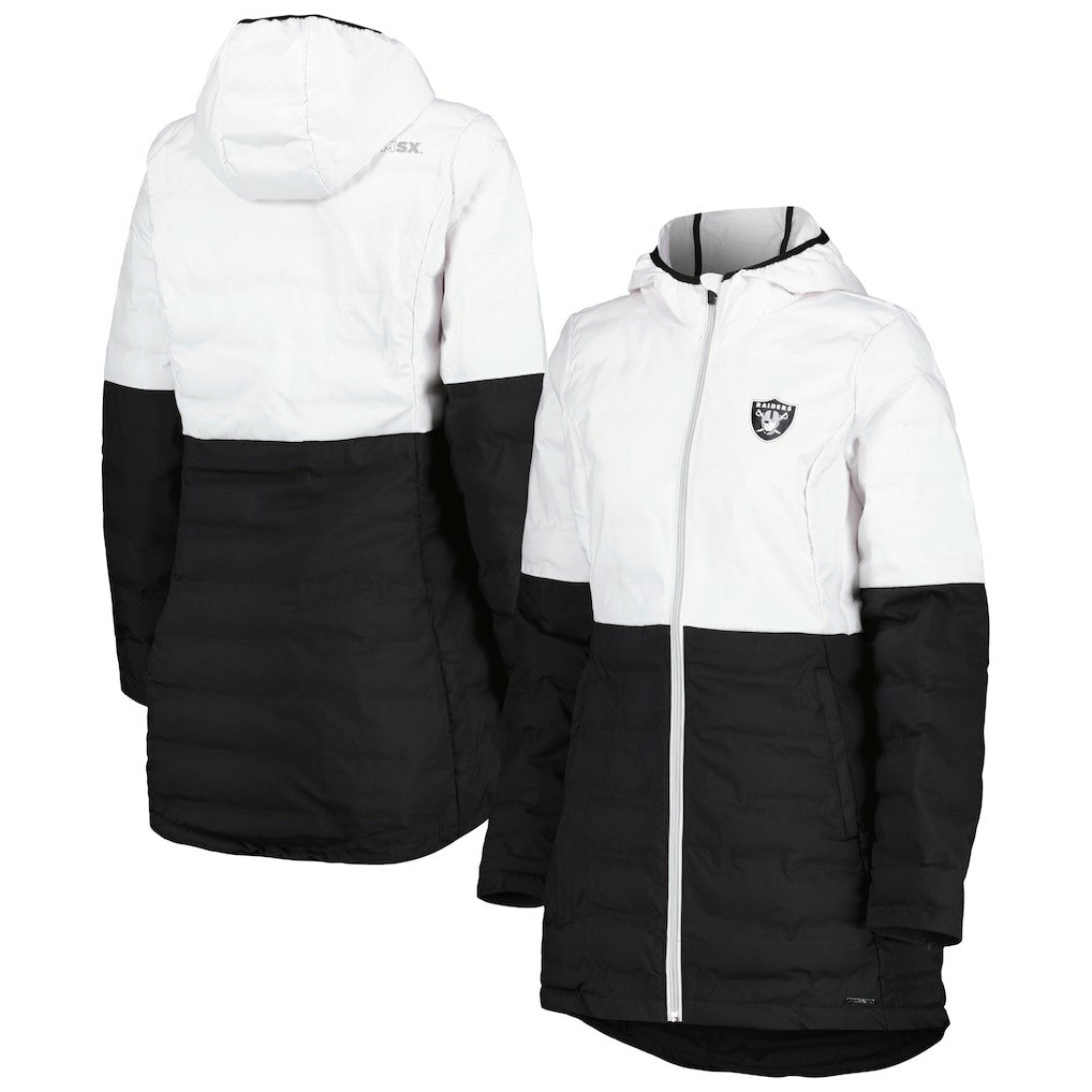 Las Vegas Raiders MSX by Michael Strahan Women's Willow Quilted Hoodie Full-Zip Jacket - White/Black Hoodies