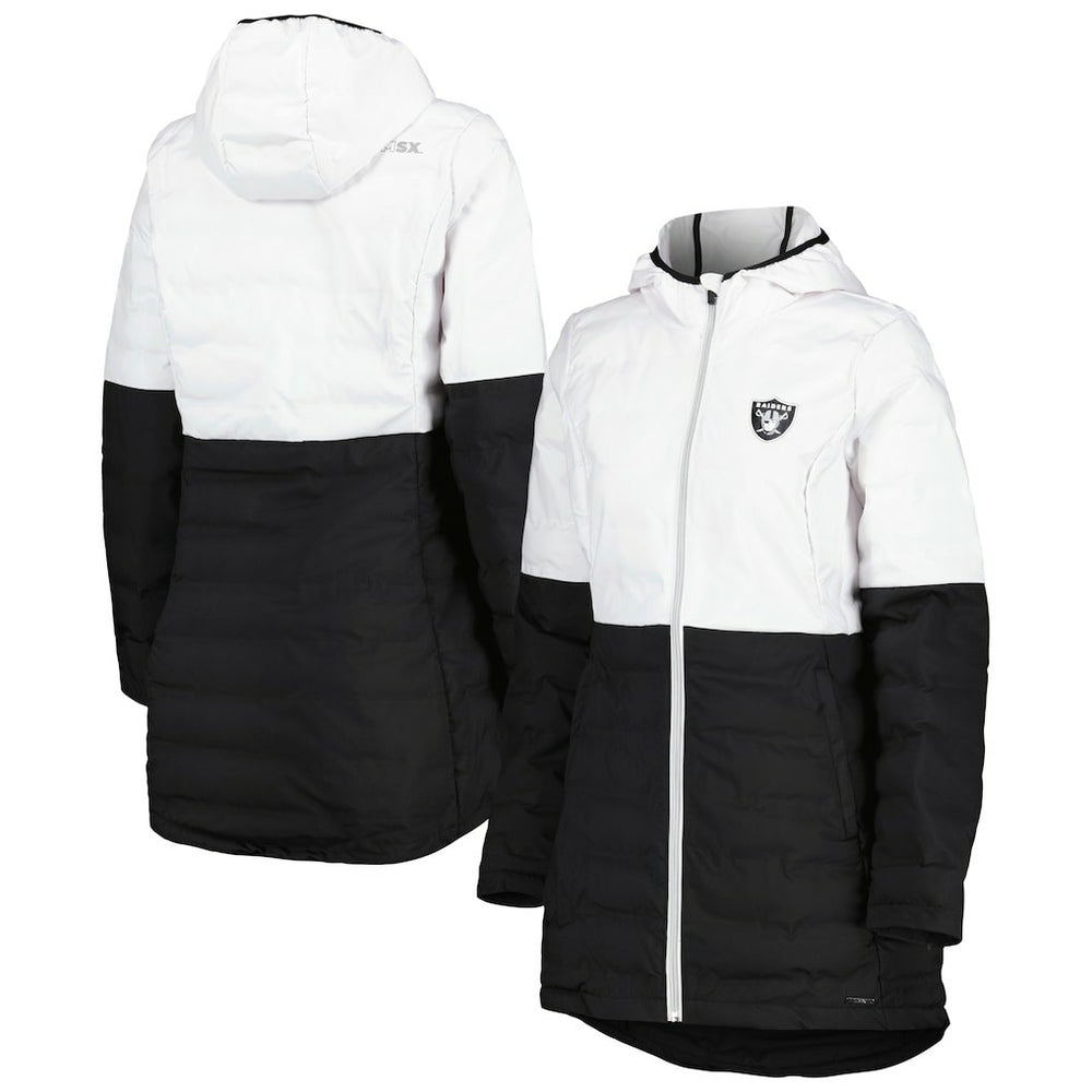 Las Vegas Raiders MSX by Michael Strahan Women's Willow Quilted Hoodie Full-Zip Jacket - White/Black Hoodies