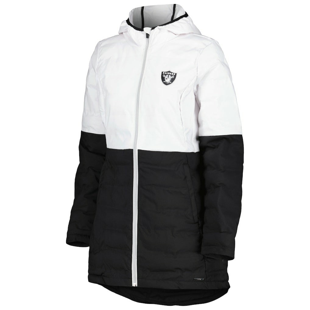 Las Vegas Raiders MSX by Michael Strahan Women's Willow Quilted Hoodie Full-Zip Jacket - White/Black Hoodies