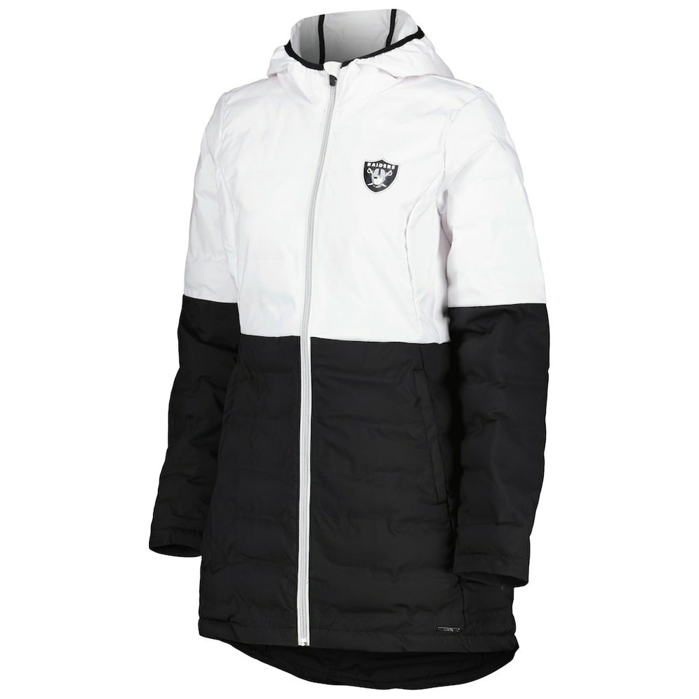 Las Vegas Raiders MSX by Michael Strahan Women's Willow Quilted Hoodie Full-Zip Jacket - White/Black Hoodies