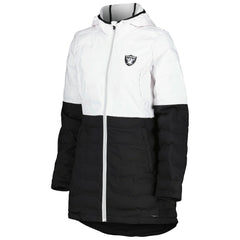 Las Vegas Raiders MSX by Michael Strahan Women's Willow Quilted Hoodie Full-Zip Jacket - White/Black Hoodies