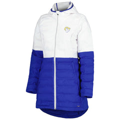 Los Angeles Rams MSX by Michael Strahan Women's Willow Quilted Hoodie Full-Zip Jacket - White/Royal Hoodies