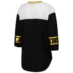 New Orleans Saints G-III 4Her by Carl Banks Women's Double Team 3/4-Sleeve Lace-Up T-Shirt - Black/White T-shirts