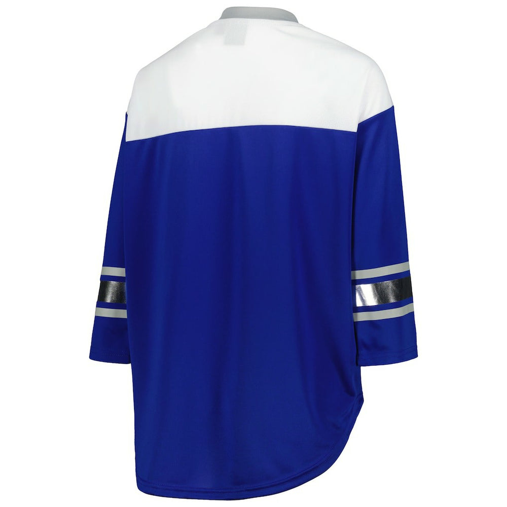 Indianapolis Colts G-III 4Her by Carl Banks Women's Double Team 3/4-Sleeve Lace-Up T-Shirt - Royal/White T-shirts
