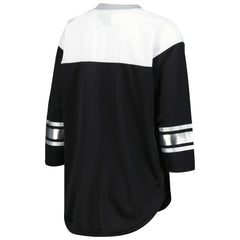 Las Vegas Raiders G-III 4Her by Carl Banks Women's Double Team 3/4-Sleeve Lace-Up T-Shirt - Black/White T-shirts