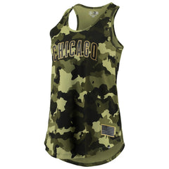Chicago Cubs New Era Women's 2022 MLB Armed Forces Day Camo Racerback Tank Top - Green Tanks