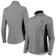 Cleveland Guardians Tommy Bahama Women's Aubrey Stripe Block IslandZone Half-Zip Jacket - Black Jackets