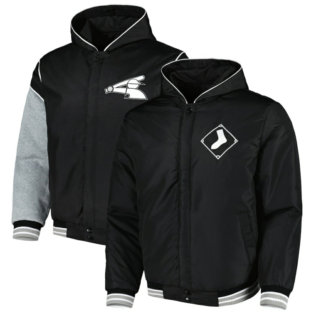 Chicago White Sox JH Design Reversible Fleece Full-Snap Hoodie Jacket - Black Jackets