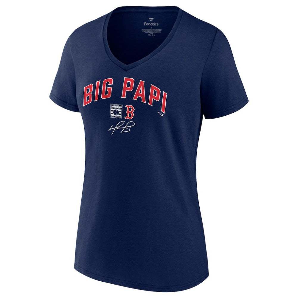 David Ortiz Boston Red Sox Fanatics Women's Big Papi Graphic V-Neck T-Shirt - Navy T-shirts