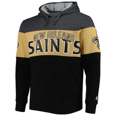 New Orleans Saints Starter Extreme Pullover Hoodie - Black/Heather Gray Hoodies