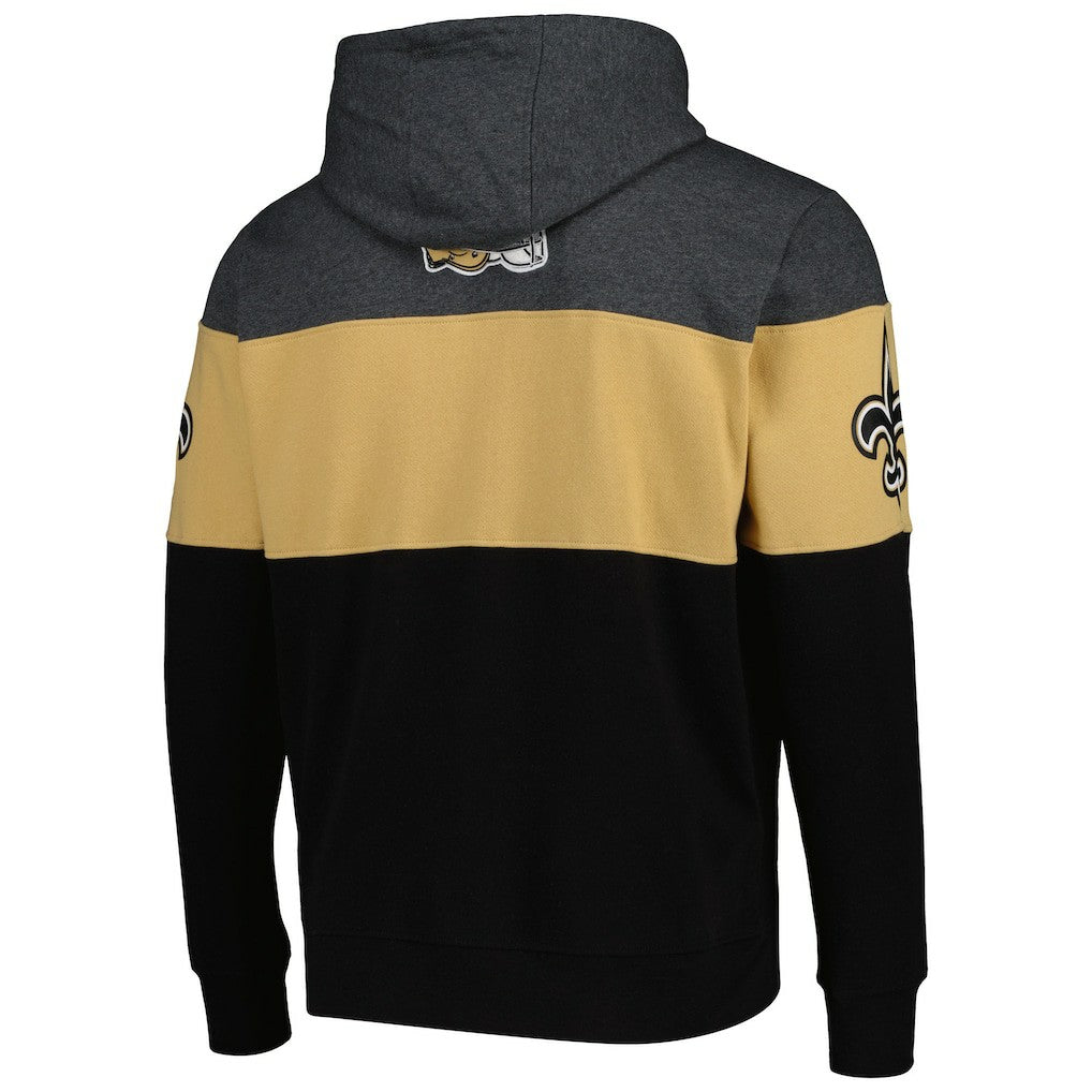 New Orleans Saints Starter Extreme Pullover Hoodie - Black/Heather Gray Hoodies
