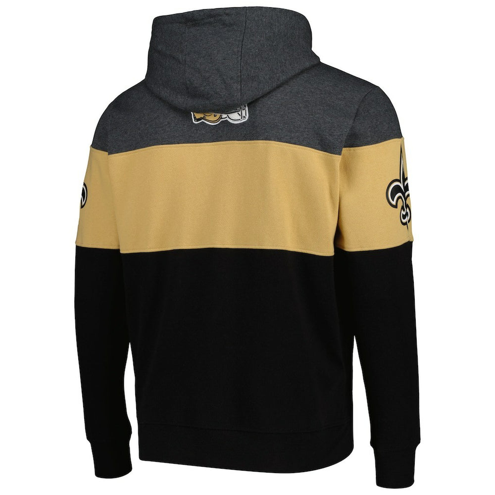 New Orleans Saints Starter Extreme Pullover Hoodie - Black/Heather Gray Hoodies