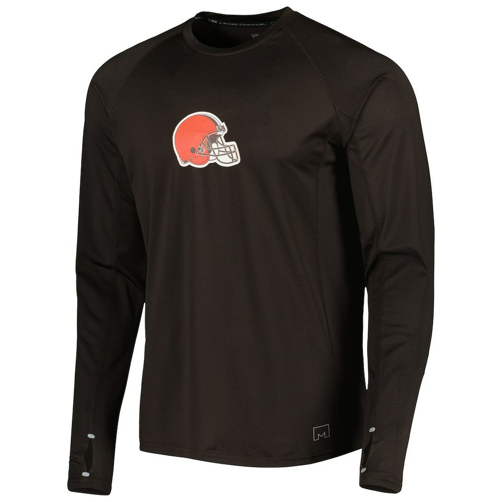 Cleveland Browns MSX by Michael Strahan Interval Long Sleeve Raglan T-Shirt - Brown T-shirts