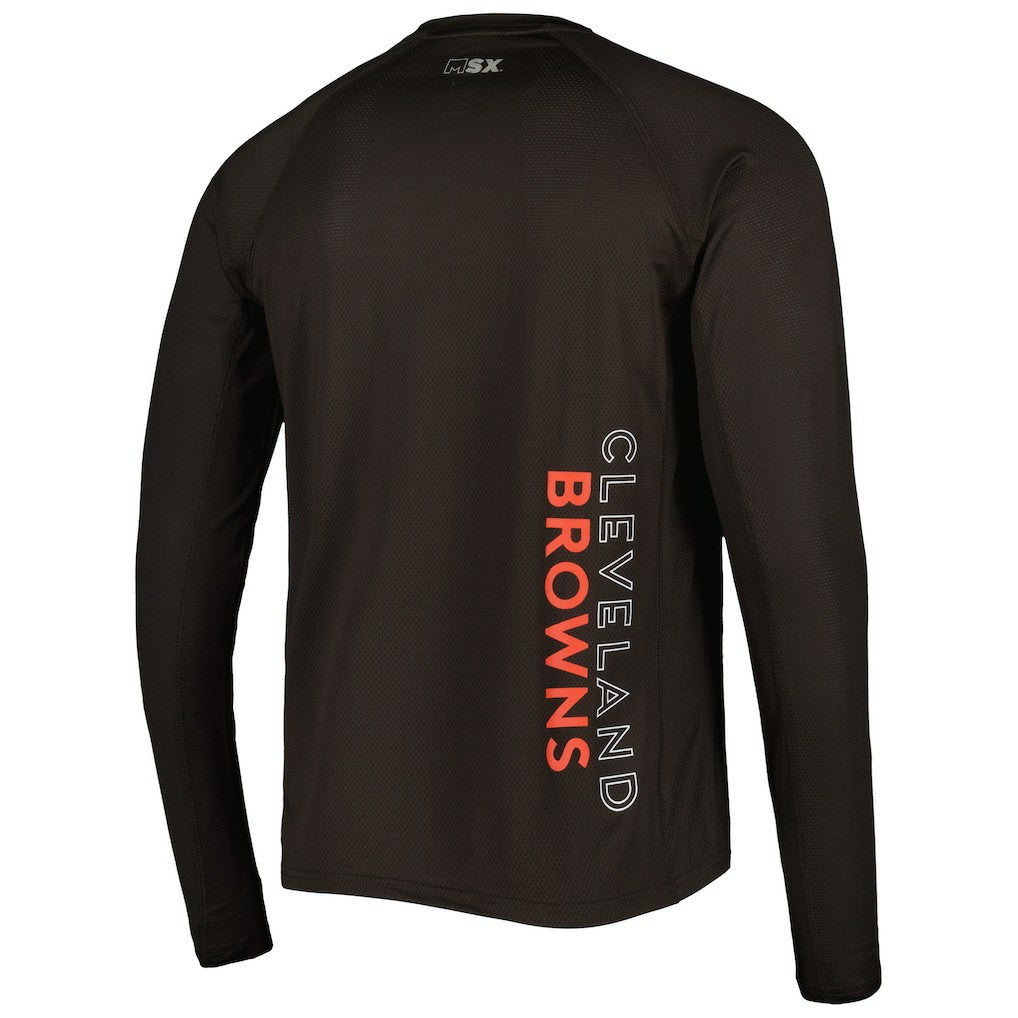 Cleveland Browns MSX by Michael Strahan Interval Long Sleeve Raglan T-Shirt - Brown T-shirts