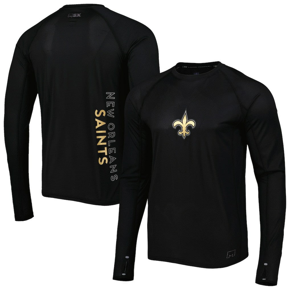 New Orleans Saints MSX by Michael Strahan Interval Long Sleeve Raglan T-Shirt - Black T-shirts