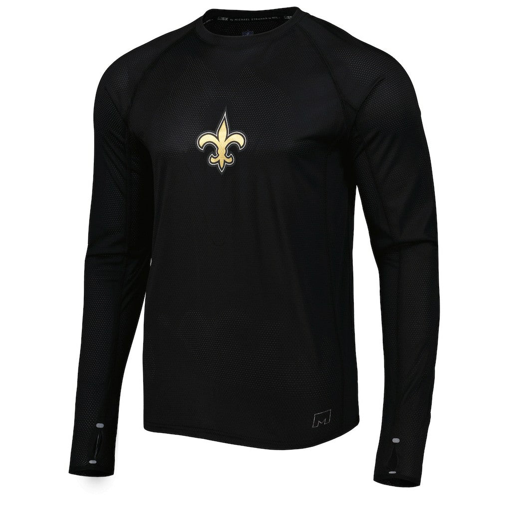 New Orleans Saints MSX by Michael Strahan Interval Long Sleeve Raglan T-Shirt - Black T-shirts