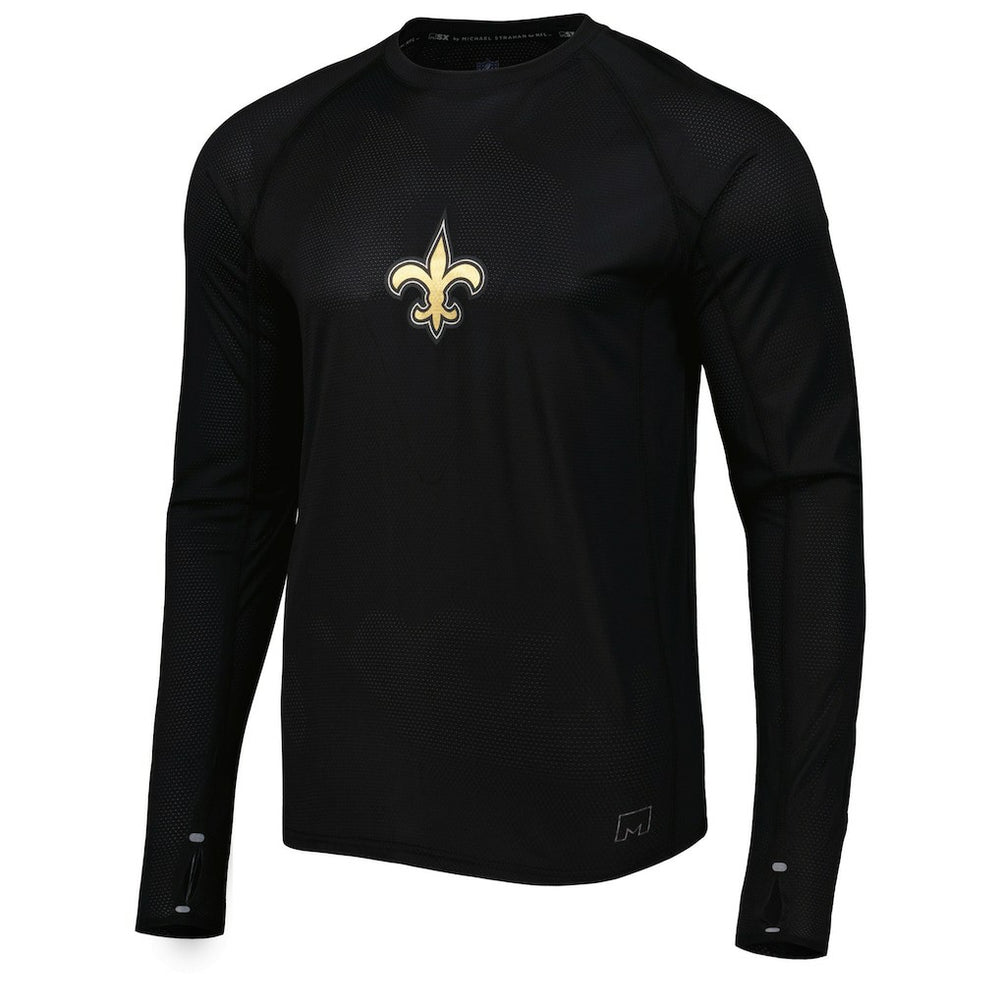 New Orleans Saints MSX by Michael Strahan Interval Long Sleeve Raglan T-Shirt - Black T-shirts