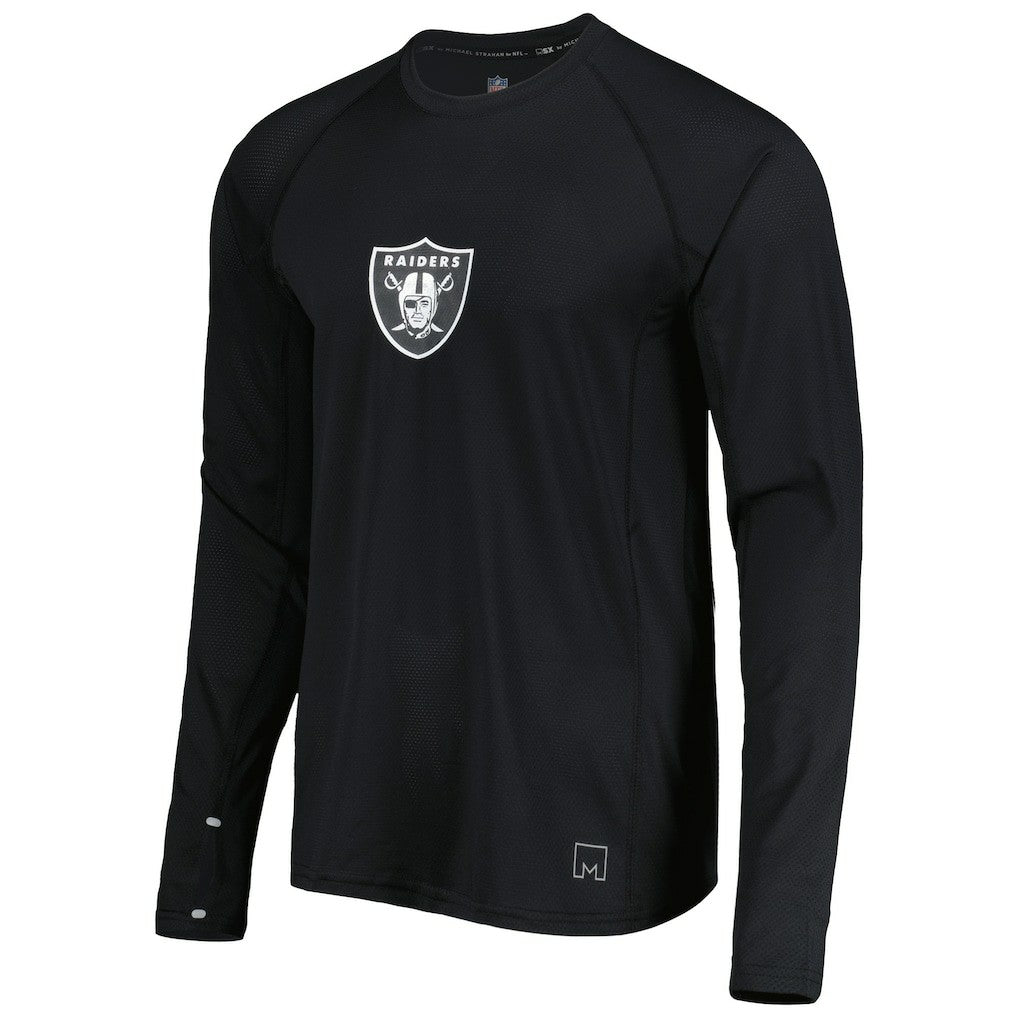 Las Vegas Raiders MSX by Michael Strahan Interval Long Sleeve Raglan T-Shirt - Black T-shirts