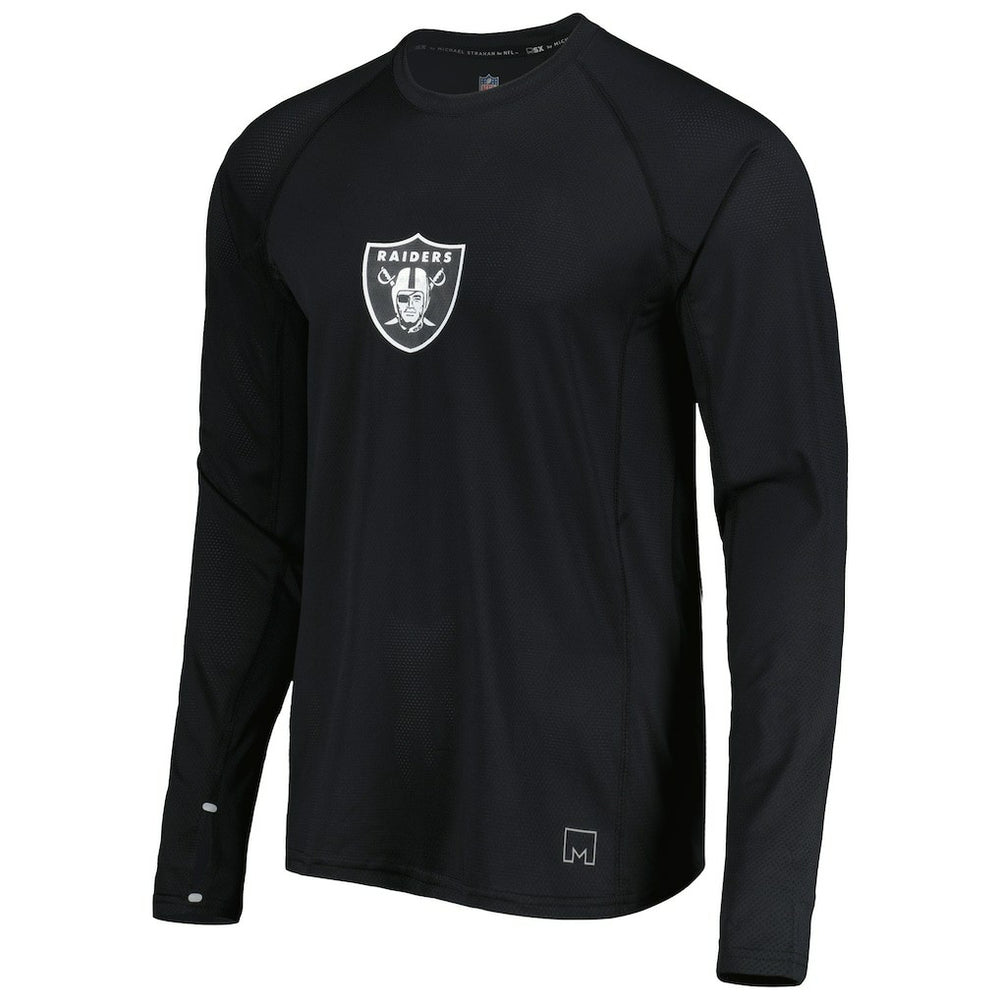 Las Vegas Raiders MSX by Michael Strahan Interval Long Sleeve Raglan T-Shirt - Black T-shirts