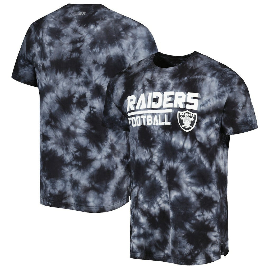 Las Vegas Raiders MSX by Michael Strahan Recovery Tie-Dye T-Shirt - Black T-shirts