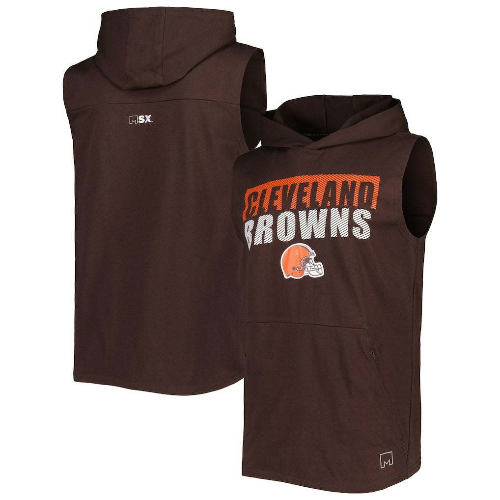 Cleveland Browns MSX by Michael Strahan Relay Sleeveless Pullover Hoodie - Brown Hoodies