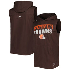 Cleveland Browns MSX by Michael Strahan Relay Sleeveless Pullover Hoodie - Brown Hoodies