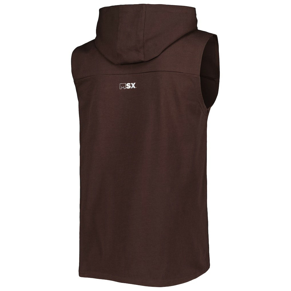 Cleveland Browns MSX by Michael Strahan Relay Sleeveless Pullover Hoodie - Brown Hoodies