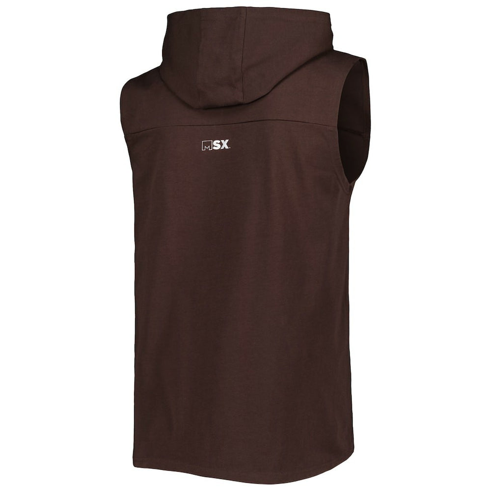 Cleveland Browns MSX by Michael Strahan Relay Sleeveless Pullover Hoodie - Brown Hoodies