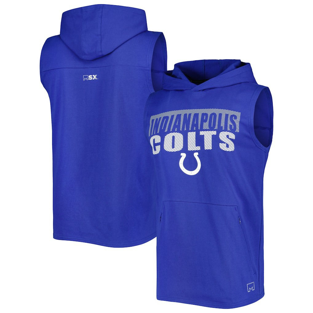 Indianapolis Colts MSX by Michael Strahan Relay Sleeveless Pullover Hoodie - Royal Hoodies