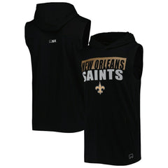 New Orleans Saints MSX by Michael Strahan Relay Sleeveless Pullover Hoodie - Black Hoodies