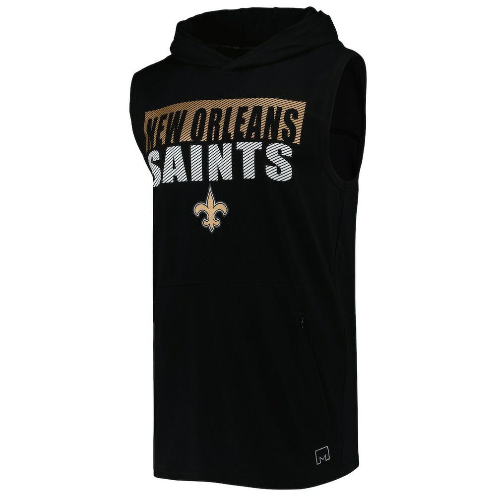 New Orleans Saints MSX by Michael Strahan Relay Sleeveless Pullover Hoodie - Black Hoodies