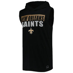 New Orleans Saints MSX by Michael Strahan Relay Sleeveless Pullover Hoodie - Black Hoodies