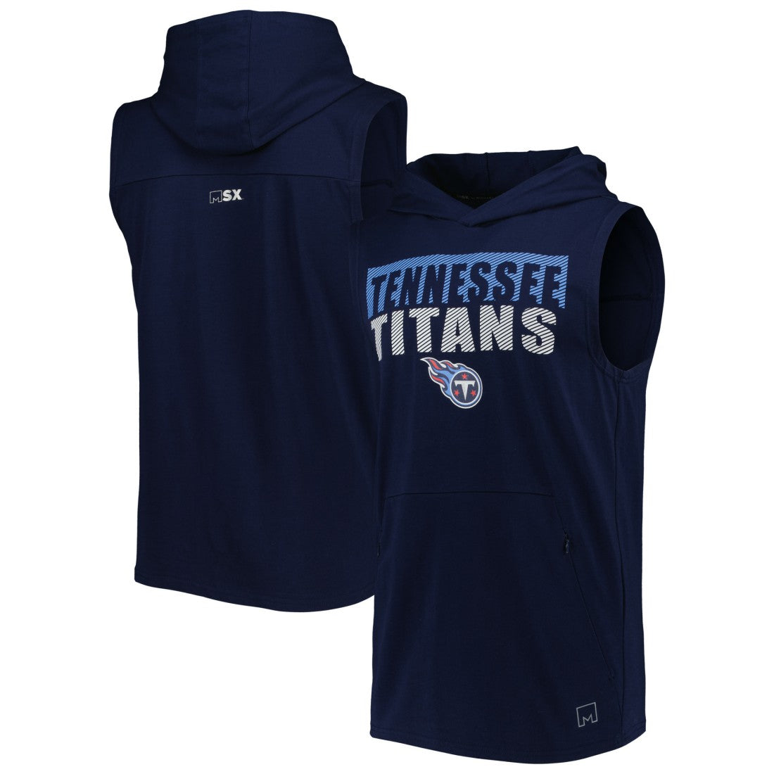 Tennessee Titans MSX by Michael Strahan Relay Sleeveless Pullover Hoodie - Navy Hoodies