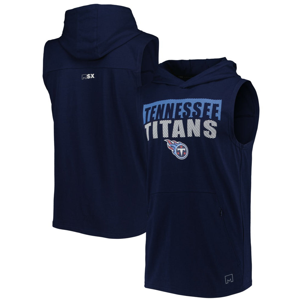 Tennessee Titans MSX by Michael Strahan Relay Sleeveless Pullover Hoodie - Navy Hoodies