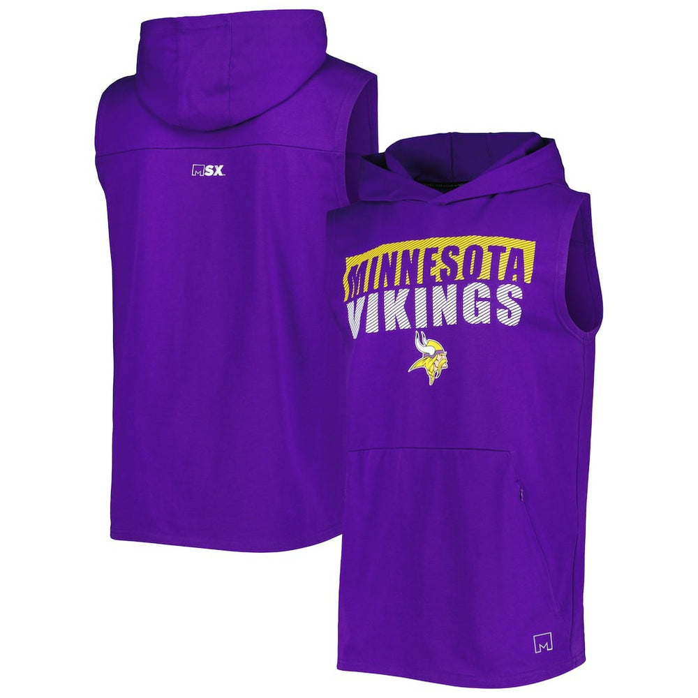 Minnesota Vikings MSX by Michael Strahan Relay Sleeveless Pullover Hoodie - Purple Hoodies