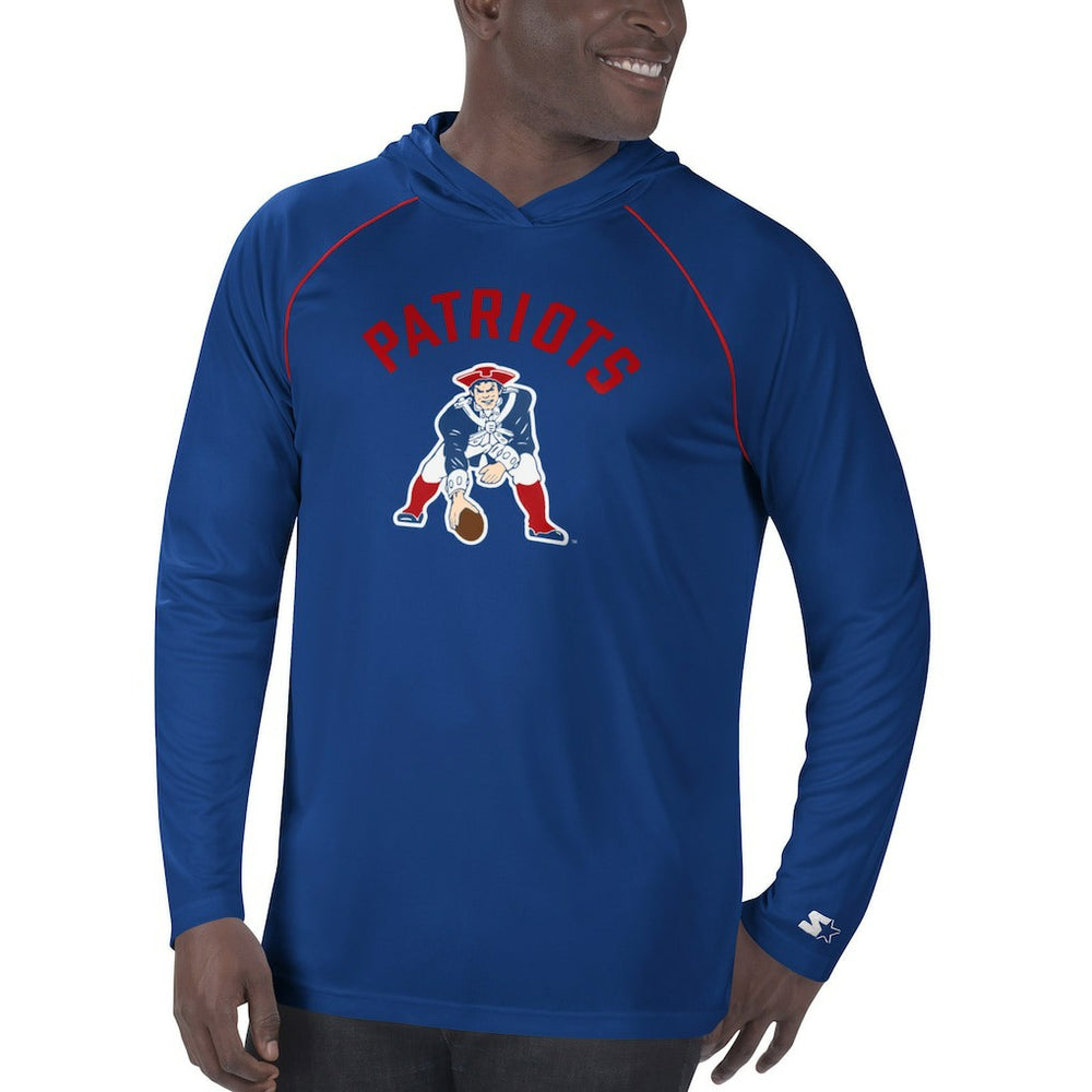 New England Patriots Starter Vintage Logo Raglan Hoodie T-Shirt - Navy Hoodies