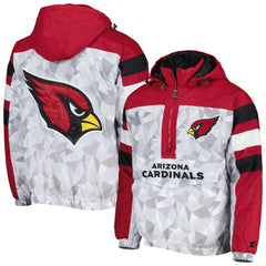 Arizona Cardinals Starter Thursday Night Gridiron Raglan Half-Zip Hooded Jacket - White/Cardinal Jackets