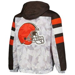 Cleveland Browns Starter Thursday Night Gridiron Raglan Half-Zip Hooded Jacket - White/Brown Jackets