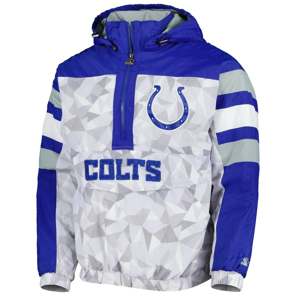 Indianapolis Colts Starter Thursday Night Gridiron Raglan Half-Zip Hooded Jacket - White/Royal Jackets