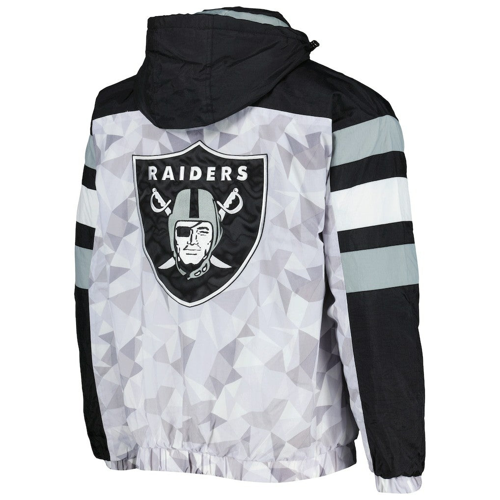 Las Vegas Raiders Starter Thursday Night Gridiron Raglan Half-Zip Hooded Jacket - White/Black Jackets