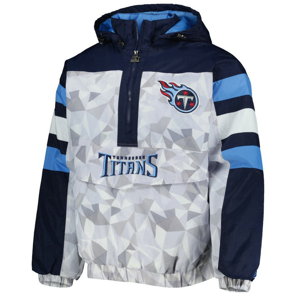 Tennessee Titans Starter Thursday Night Gridiron Raglan Half-Zip Hooded Jacket - White/Navy Jackets