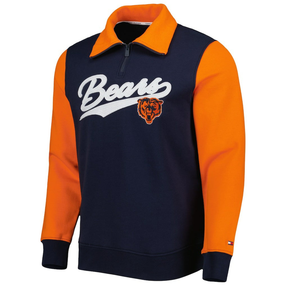 Chicago Bears Tommy Hilfiger Aiden Quarter-Zip Sweatshirt - Navy/Orange Sweatshirts