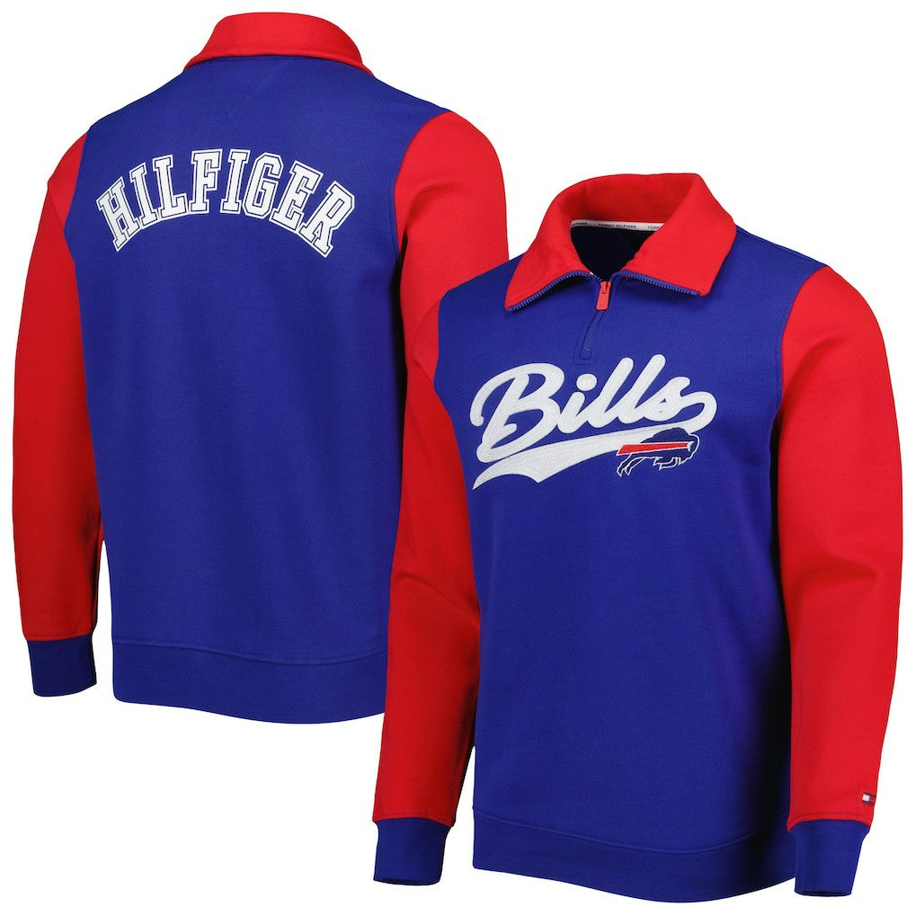 Buffalo Bills Tommy Hilfiger Aiden Quarter-Zip Sweatshirt - Royal/Red Sweatshirts
