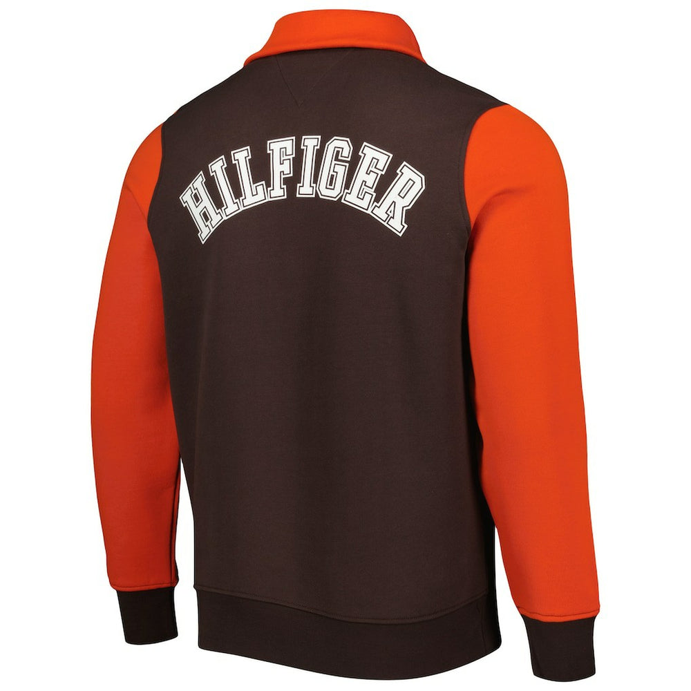 Cleveland Browns Tommy Hilfiger Aiden Quarter-Zip Sweatshirt - Brown/Orange Sweatshirts