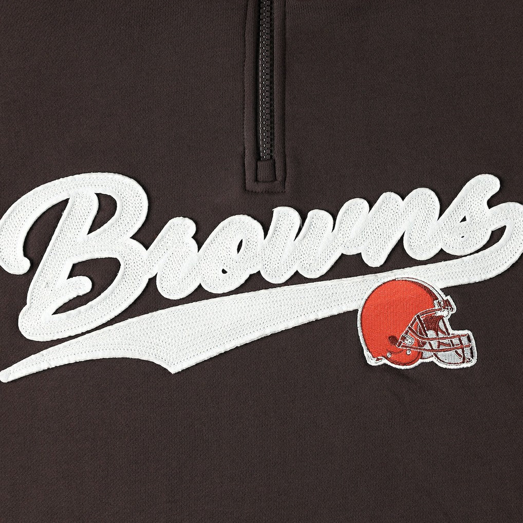 Cleveland Browns Tommy Hilfiger Aiden Quarter-Zip Sweatshirt - Brown/Orange Sweatshirts