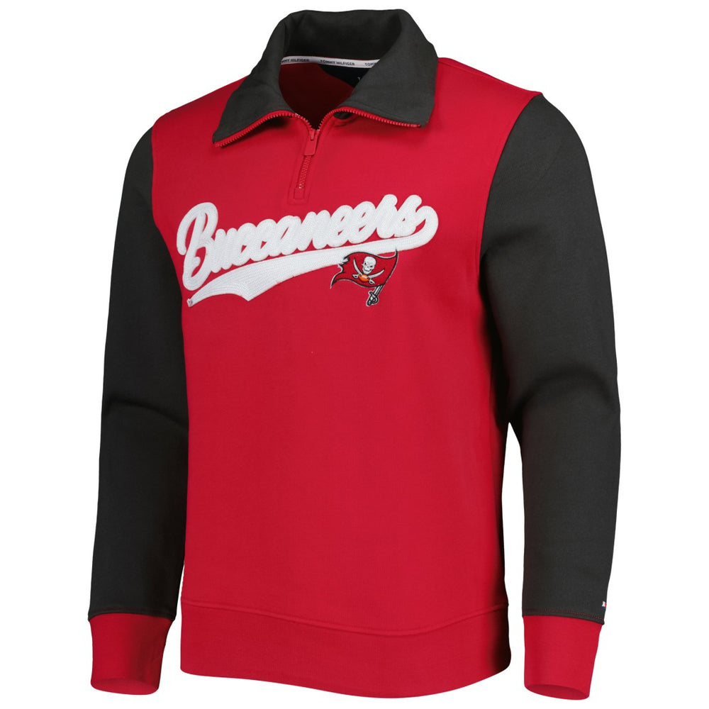 Tampa Bay Buccaneers Tommy Hilfiger Aiden Quarter-Zip Sweatshirt - Red/Pewter Sweatshirts
